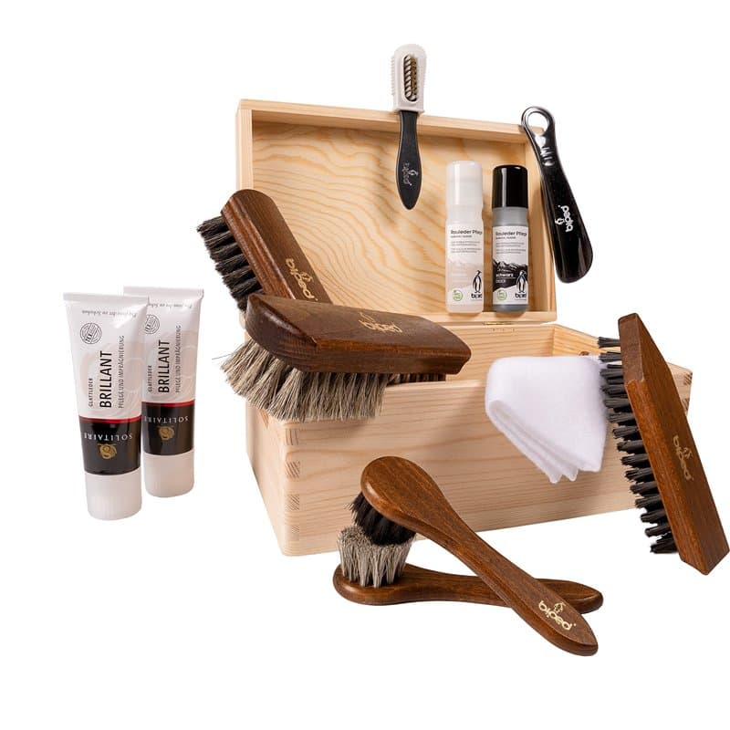 Die Schuhanzieher Set de cirage à chaussures Allround 13 pièces avec coffret en bois pratique 30 x 20 x 14 cm z2408