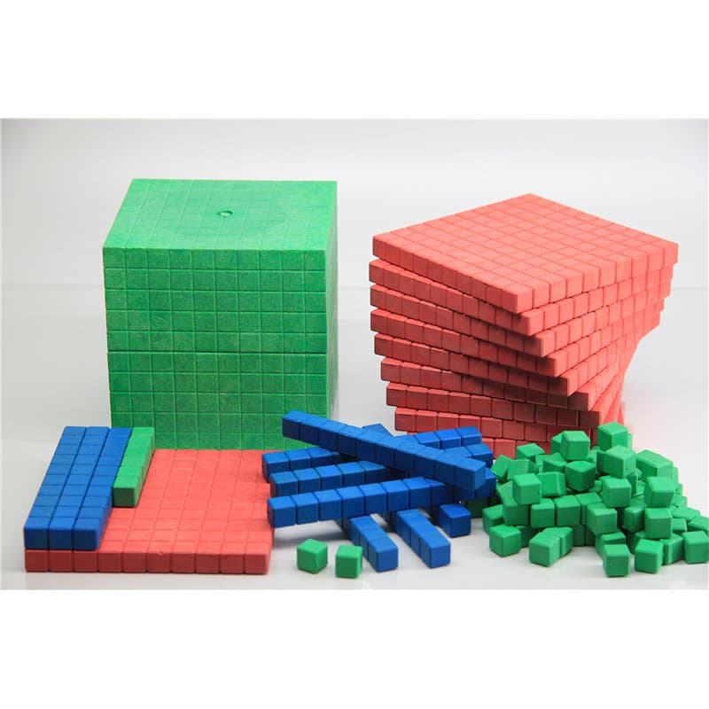 WISSNER® AKTIV lernen - Ensemble de calcul décimal coloré Montessori, 121 pièces, en boîte Carton - RE-Wood®