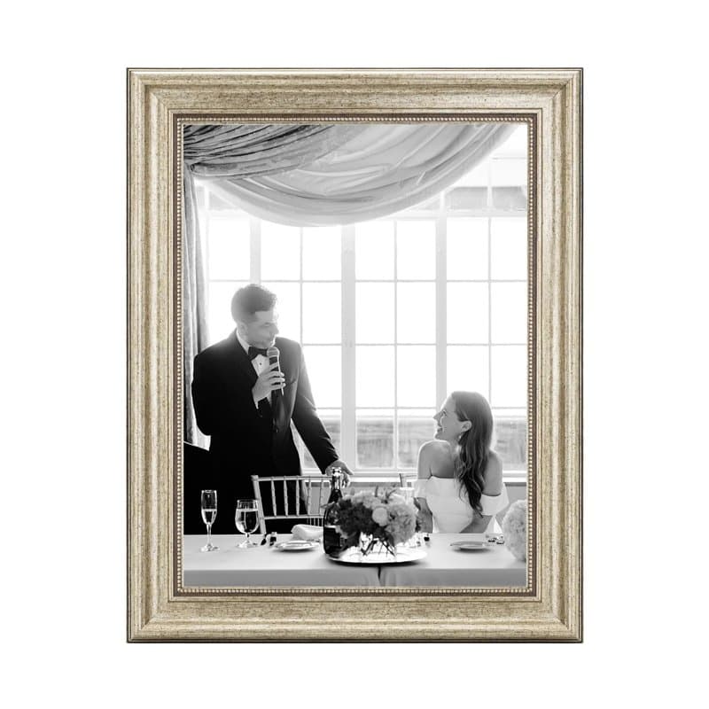 CABBEL Cadre photo 30 x 40 cm, argenté, style baroque, vintage, pour posters, photos et certificats, avec verre acrylique incass