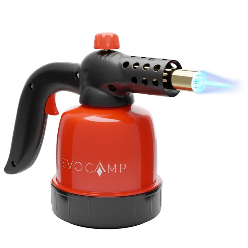 EVOCAMP Chalumeau de cuisine avec piezo, lampe à souder 1,3 kW, mini chalumeau à gaz pour bricolage, chalumeau pour barbecue, cr