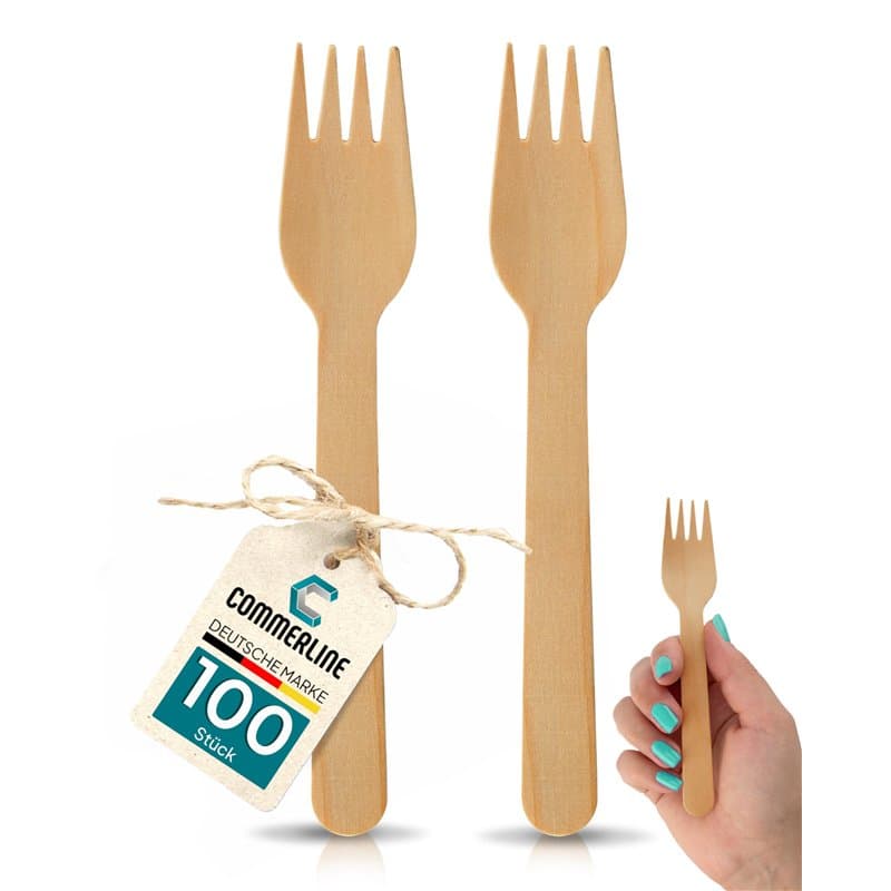 Lot de 100 fourchettes en bois jetables,Fourchettes en bois jetables,Couverts en bois jetables,Fourchettes jetables,Fourchettes