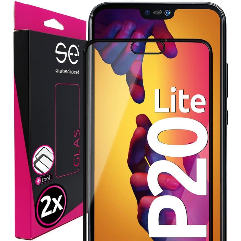smart engineered S.E pour Verre Trempé P20 Lite - Lot de 2 pièces d'allemagne, protection P20 Lite sans poussière ni bulles d'ai