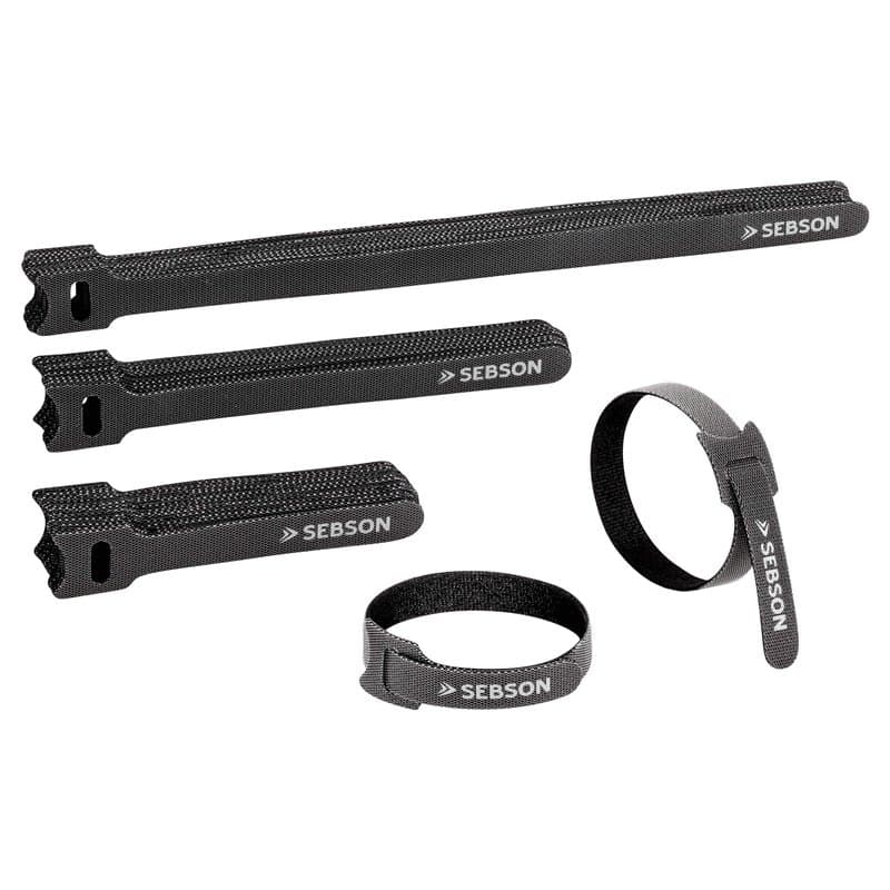 SEBSON Attache Câble Réutilisable, Lot de 50-12mm Largeur ; 25cm/ 15cm/ 10cm Longueur - Serre Câble Noire, Réglable