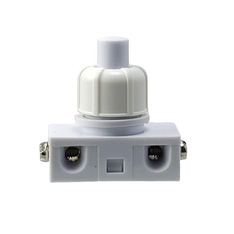 Interrupteur à pression encastrable avec contacts à vis pour lampes et appareils 250 V 2 A, blanc