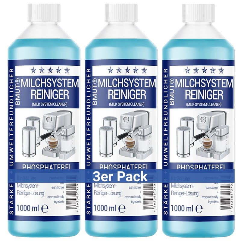 Lot de 3 flacons de 1000 ml de nettoyant concentré pour système de lait pour machine à café, mousseur à lait, nettoyant à lait,