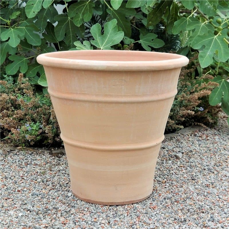 Pot de fleurs en terre cuite de 50 cm de haut, en argile, avec trou de drainage, résistant au gel et aux intempéries, aspect méd