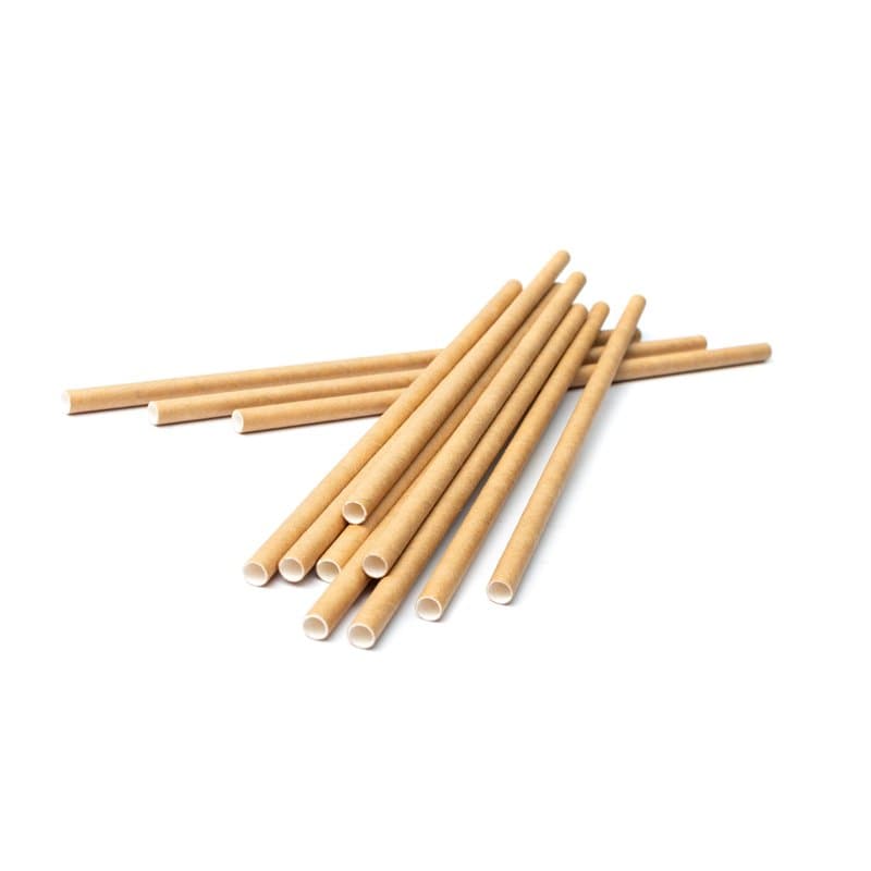 Inoverse Lot de 100 pailles jetables en papier kraft - Diamètre : 8 mm x 24 cm - 100 % laine biodégradable - Pour cocktails, fêt