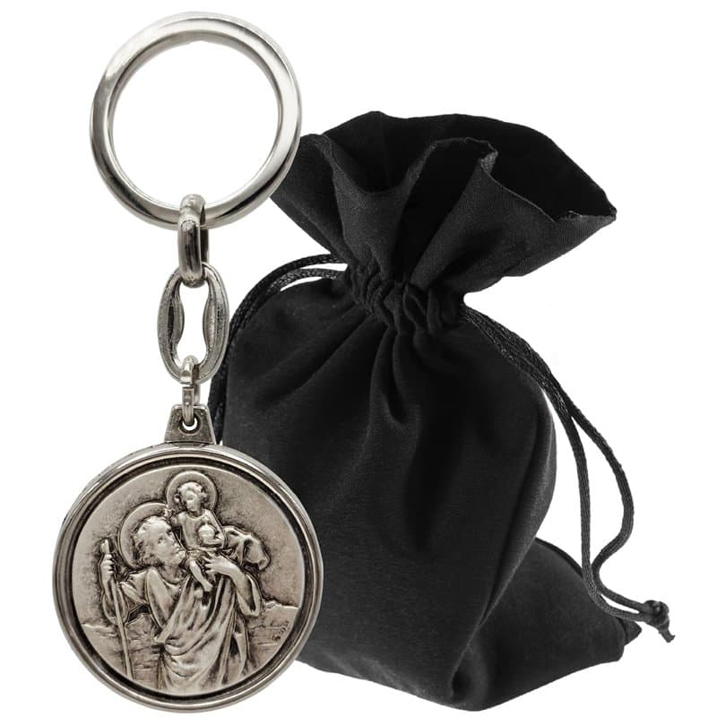 Lunexus Christopherus Porte-clés Ø 3,5 cm – Saint Christophe ange gardien pour voiture et moto – Béni – saint patron automobilis