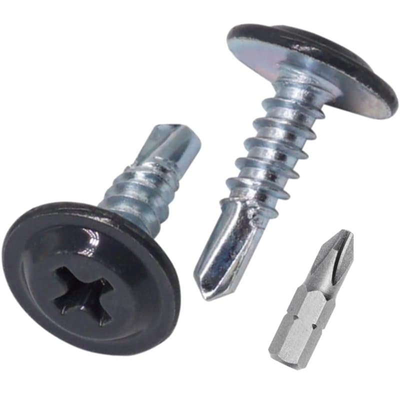 SKIR'CO Lot de 50 vis autoforeuses peintes 4,2 x 16 mm, tête de réglage modifiée, vis à tôle, tête de gaufrette (50, gris anthra