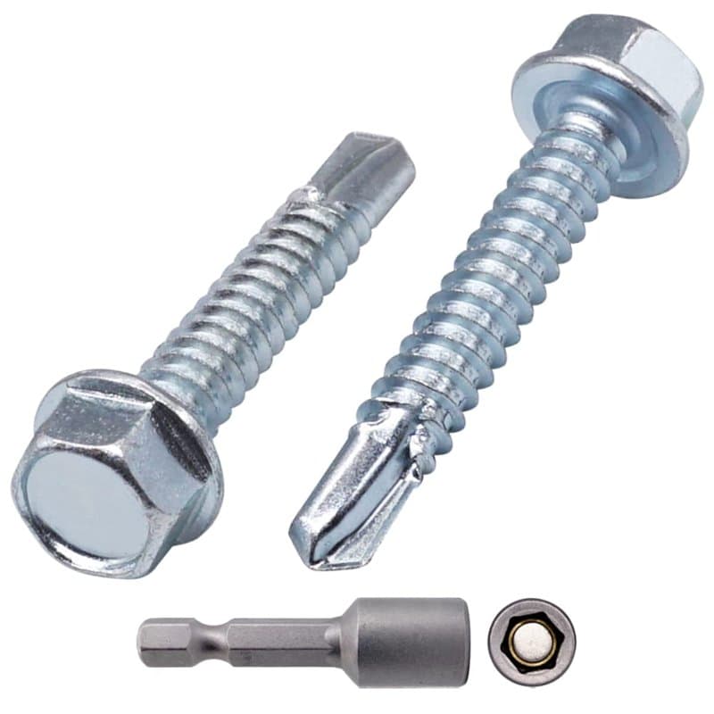 SKIR'CO Lot de 70 vis DIN 7504 K en acier zingué 6,3 x 38 mm, vis à tôle auto-perceuse, tête hexagonale