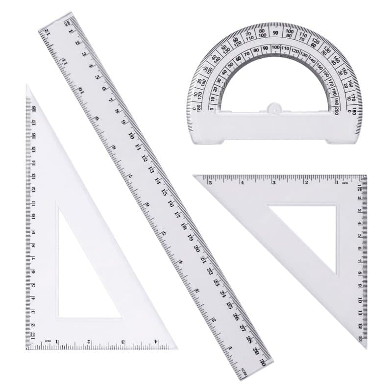 Ensemble de Règles Multifonctionnel - Comprend Règle Droite, Équerre, Rapporteur, Équerre Isocèle - Outils de Mesure Précis pour