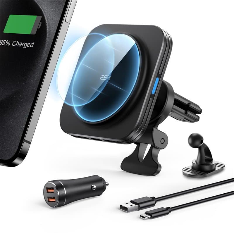 ESR 15W Support Telephone Voiture Magsafe, Chargeur Magsafe Voiture sans Fil, Support Telephone Magnétique pour iPhone 16/15/14/