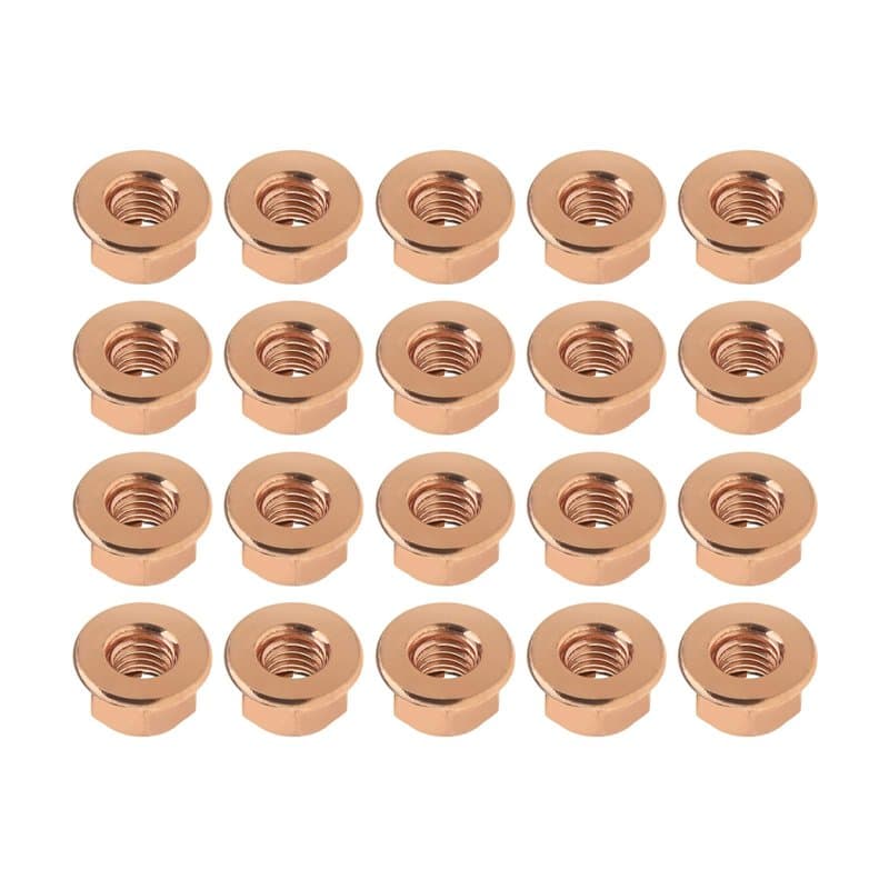 20pcs M10 Collecteur d'échappement Écrous Hexagonaux en Cuivre Plaqué Autobloquant Hexagonal pour 18301737774 Voiture