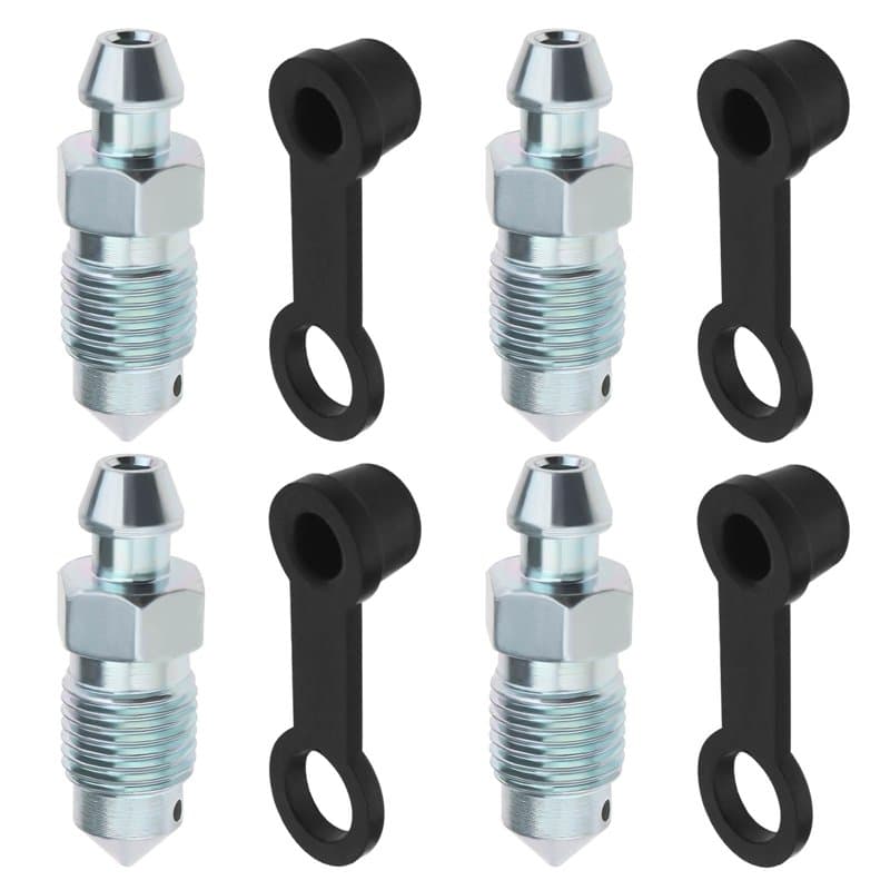 4pcs Vis de Purge M10x1mm avec Bouchon Anti-poussière pour Étrier de Frein à Disque Vis d'échappement Vis de Purge en Métal Galv