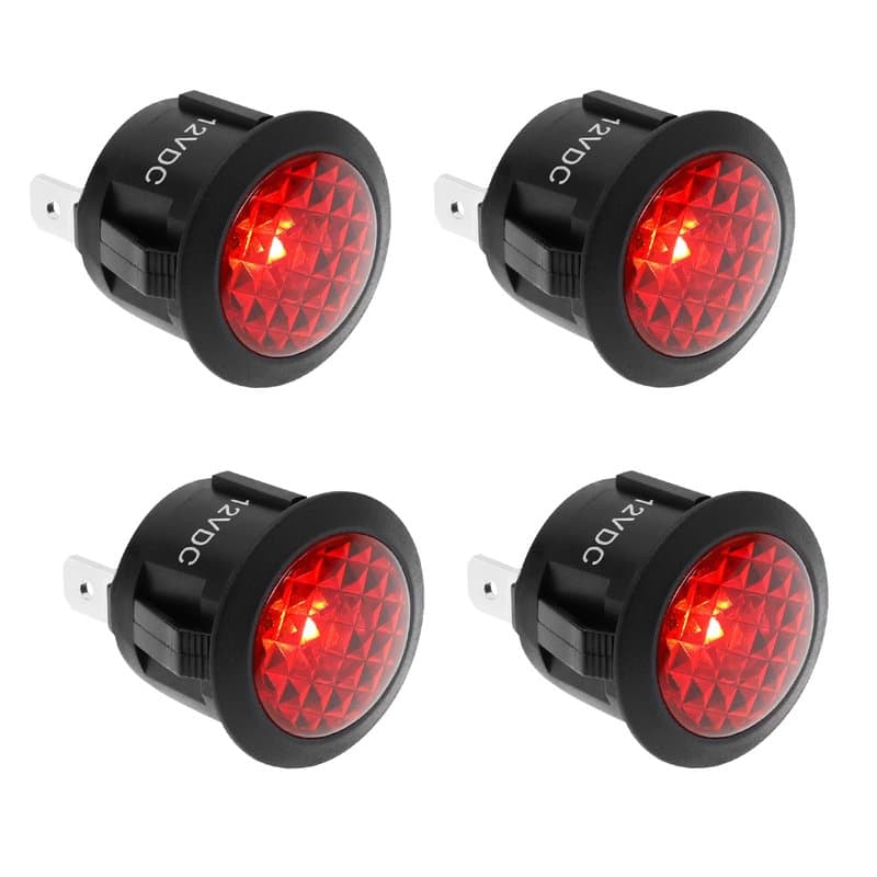 EMSea Lot de 4 voyants d'avertissement LED rouges DC 12 V 2 broches pour voiture, bateau, moteur électrique, appareils ménagers,