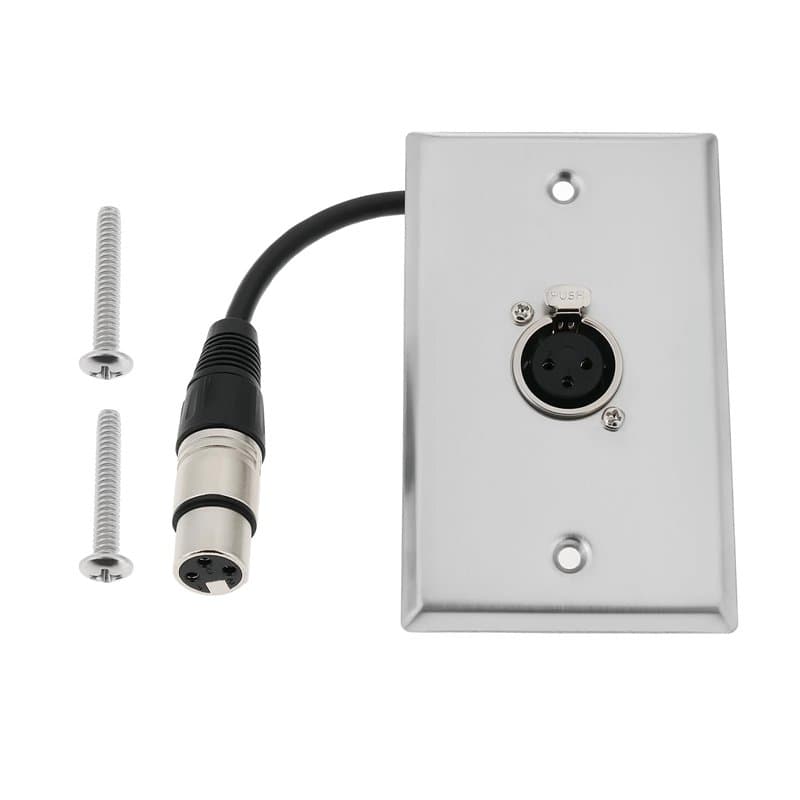 EMSea Plaque Murale XLR sans Soudure en Acier Inoxydable 11,4 X 7 Cm Plaque Murale XLR 1 Port Plaque Murale Audio Femelle Vers F