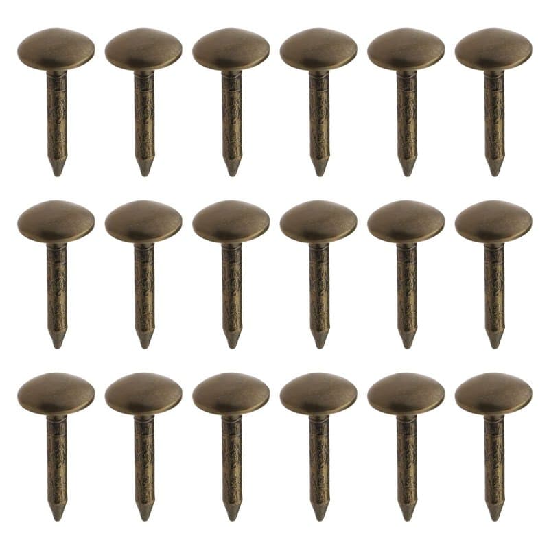 YINETTECH Lot de 200 clous ronds à tête bombée en laiton antique pour meubles, canapés, agrafes métalliques épaisses pour meuble
