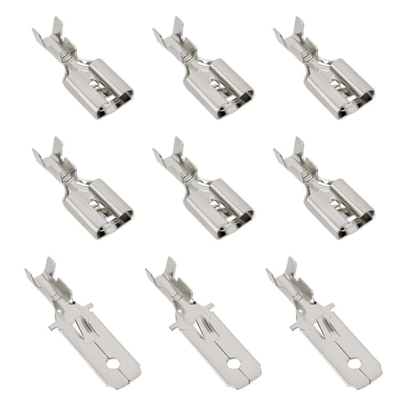 YINETTECH Lot de 50 Connecteurs à Sertir Plats de 6,35 Mm Cosses Plates de 1,0 à 2,5 Mm² pour Câbles électriques Adaptés Aux Câb