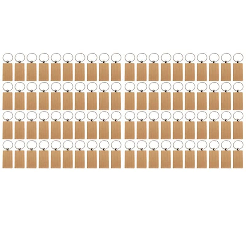 Micvtve 80 PièCes SéRies Vierge Porte-CléS en Bois Bricolage Porte-CléS en Bois éTiquettes CléS Peuvent Graver des Cadeaux de Br