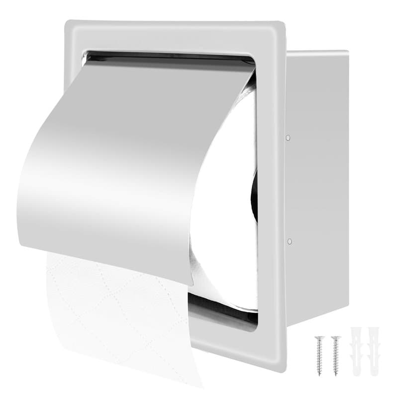 Juwacoo Porte Papier Hygiénique en Acier Inoxydable Intégré, Porte Rouleau Papier Toilette, Distributeur Papier Toilette, Suppor