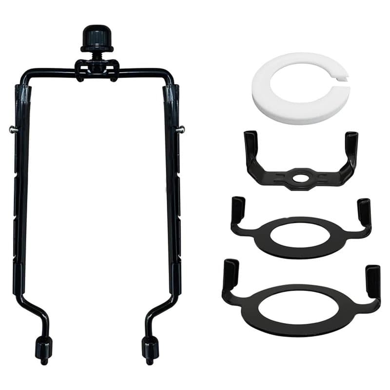 Nudiuhis Lot de 2 supports de harpe pour abat-jour E14, E26, E27, adaptateur de douille lumineuse, kit de harpe réglable, cadre