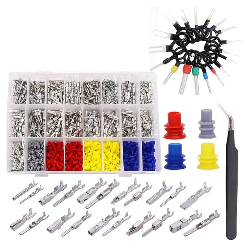 Giyofom 755 Pièces Kit de Connecteur de Broches de Borne de Électrique de Voiture 1/1,5/1,8/2,2/2,8/3,5 mm 21 Broches de Connect