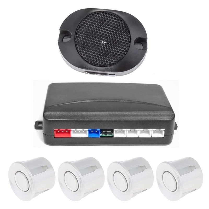 ePathChina 4 capteurs Buzzer Système de capteur de stationnement avec alarme audible/étanche, aide arrière de voiture (argent)