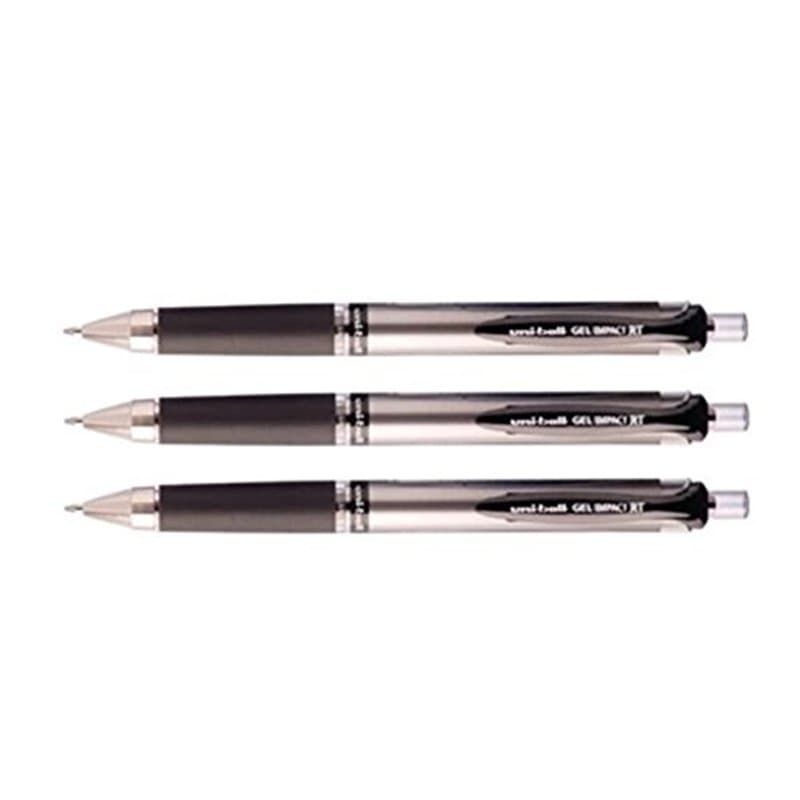 UNI-BALL Lot de 3 Rollers encre gel Impact Signo Broad UMN152/10S auto rétractable grip pointe large 1mm noir