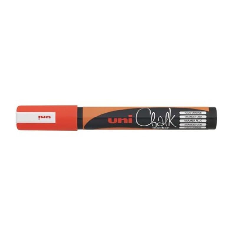 Uni-Ball 186215 - Marqueur fenêtre & craie UNI CHALK PWE-5M, 1,8 - 2,5 mm, pointe ogive, orange fluorescent