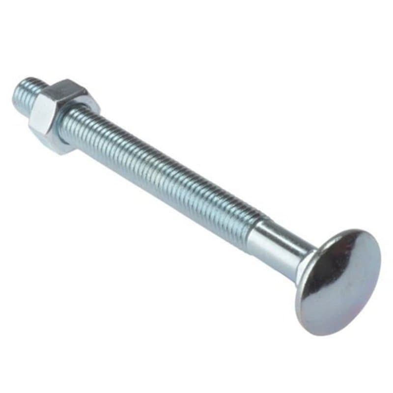 Merriway BH04897 (10 pièces) Boulons de carrosserie avec écrous, M10 x 100 mm (3/8" x 4"), zingué - Lot de 10 pièces