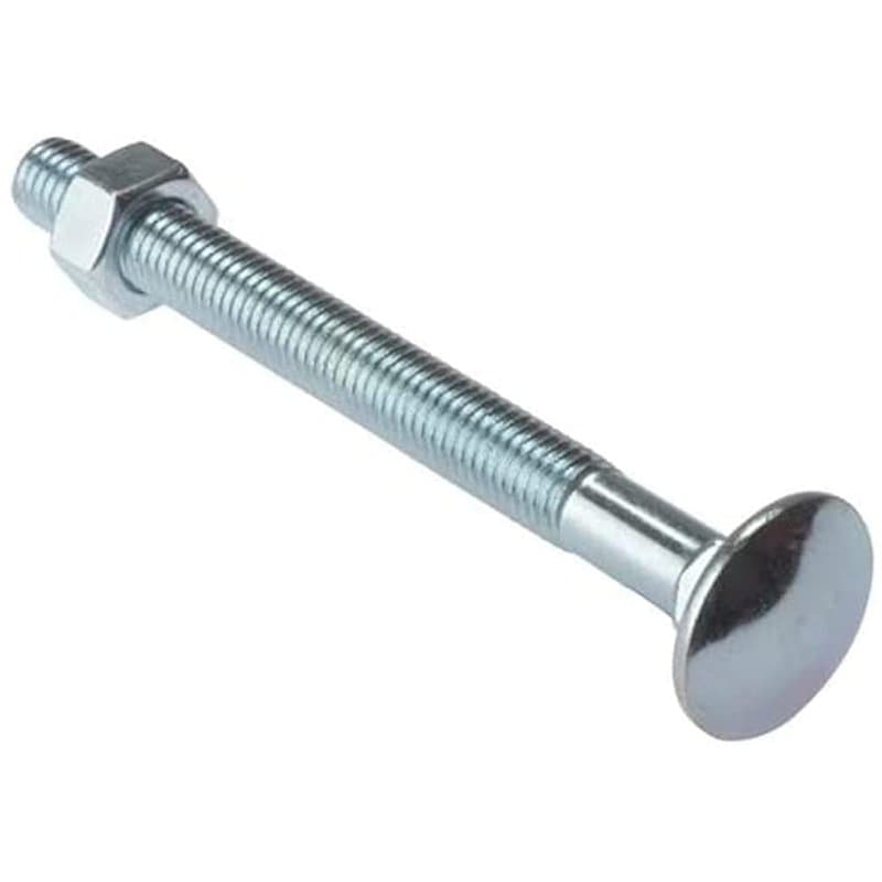 Merriway BH04898 (10 pièces) Boulons de carrosserie avec écrous, M10 x 150 mm (3/8" x 6"), plaqué zinc, lot de 10 pièces, argent
