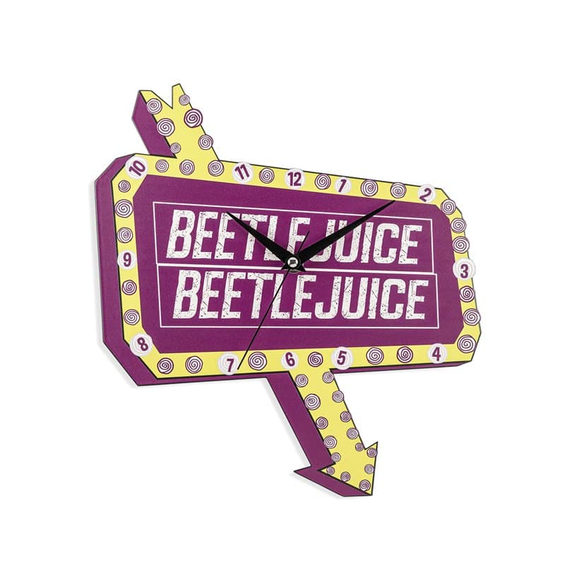 Disney Beetlejuice BJC3000 Horloge murale en forme de panneau rouge et jaune
