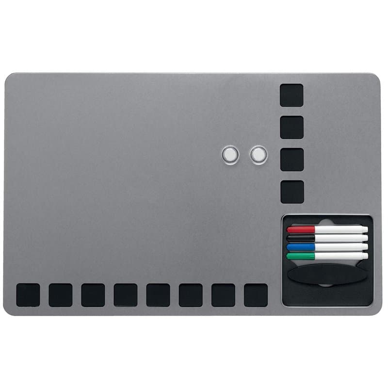 Nobo - Petit Tableau Blanc Mural avec Carrés d'Affichage, Rangement Intégré, Marqueurs / Aimants / Effaceur / Kit de Fixation Mu
