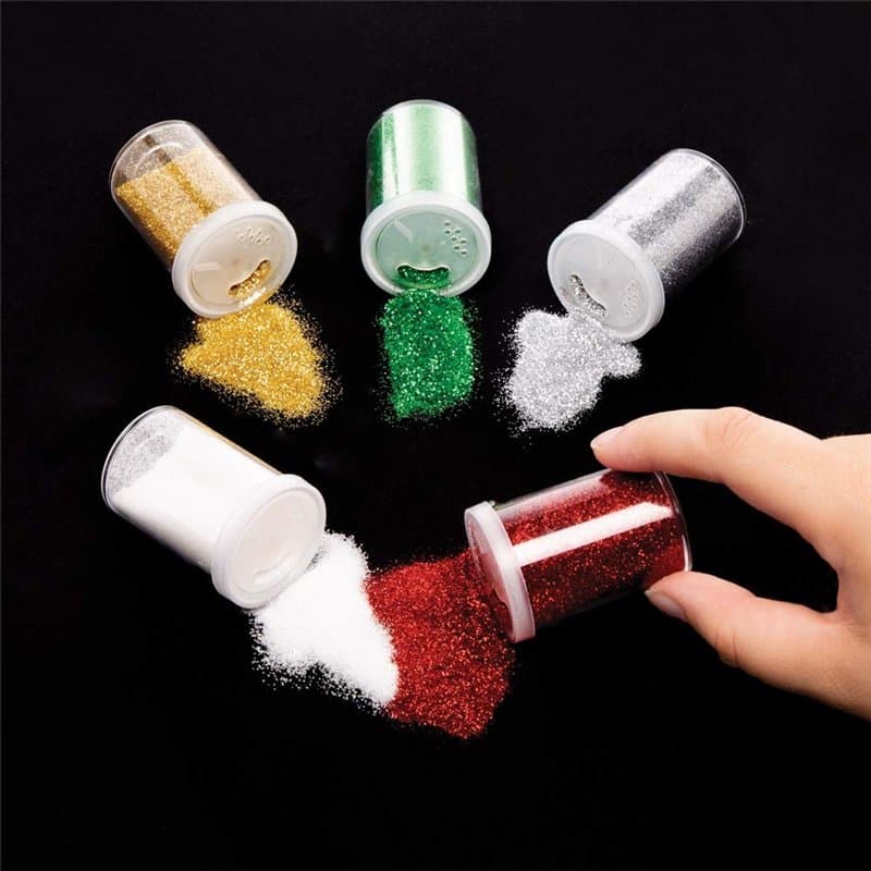 Baker Ross Distributeurs à Paillettes de Noël (Paquet de 5) - Loisirs créatifs festifs pour Enfants, Rouge, Vert, Blanc, Argent,