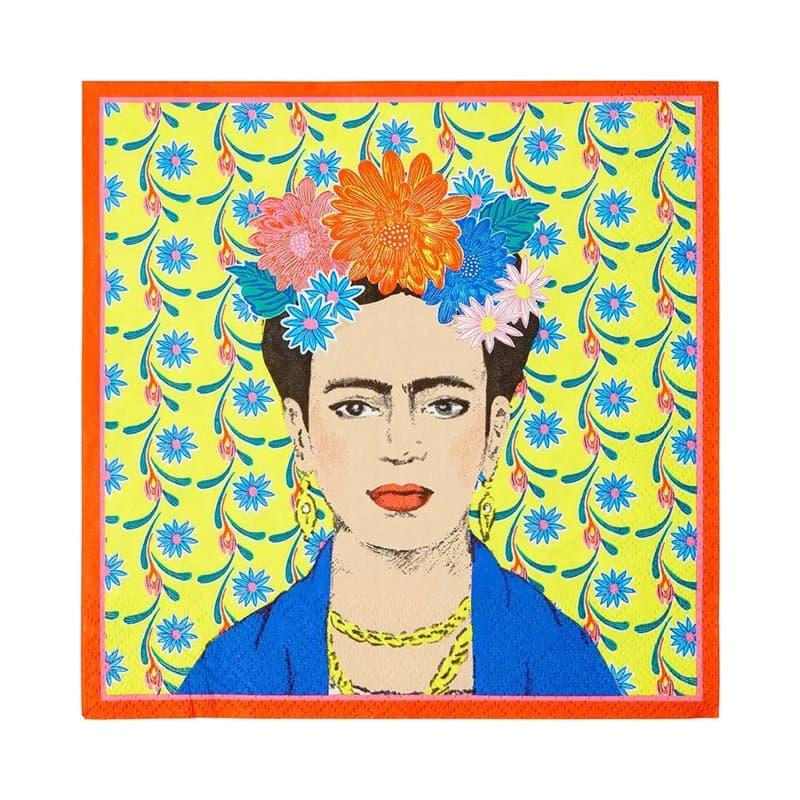 Talking Tables- Paquet de 20 Papier Frida Kahlo Jaune | Serviettes jetables, Salle à Manger intérieure ou extérieure, décoration
