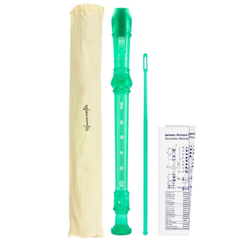 World Rhythm WR-802 Flûte à bec scolaire, flûte à bec 3 pièces, comprenant une baguette de nettoyage, un tableau des doigtés et
