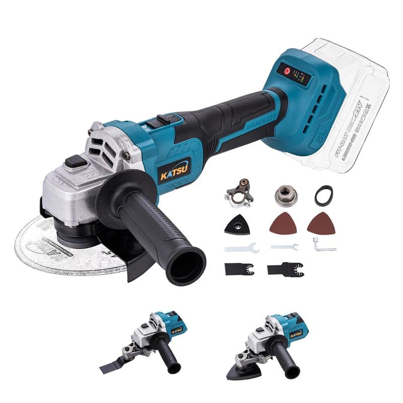 KATSU FIT-BAT 21V Meuleuse d'Angle sans Fil Brushless 115mm 125mm Moteur sans Balais avec Kits d'Accessoires Multi-outils Oscill