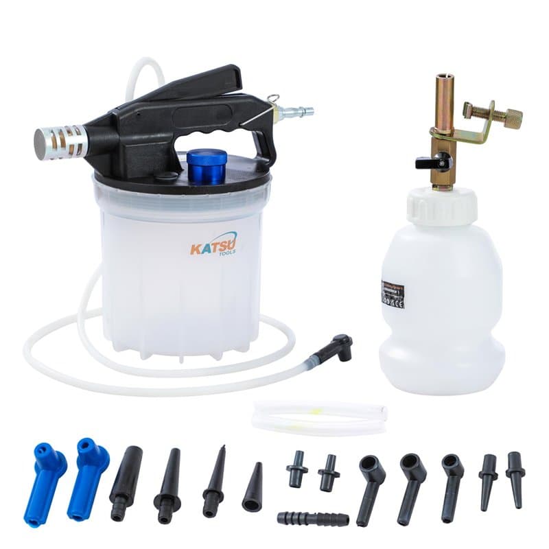 KATSU Tools Kit de purge de liquide de frein pneumatique, purgeur de frein à vide de 2L, bouteille de remplissage de 1 L, adapté
