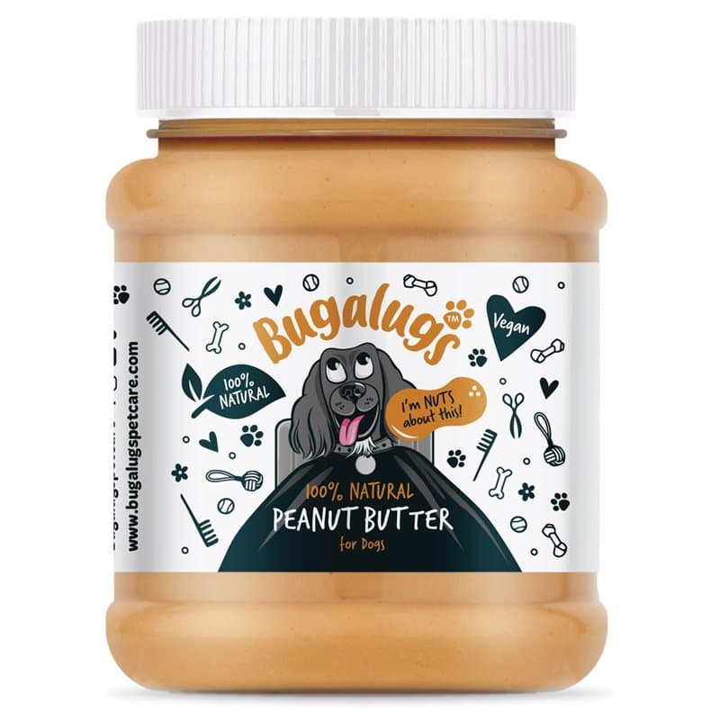 BUGALUGS - Beurre de Cacahuète pour Chiens - 340g - 100 % Naturel - sans Sel ni Sucre - Riche en Protéines - Récompense Saine -