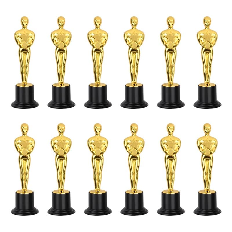 Granvoo 12 Trophées en Plastique, Petit Trophée Dorée 15,2 cm, Statuette Trophee pour Enfants, Scolaires, Football, Fêtes et Cél
