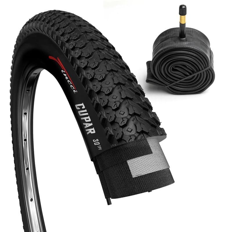 Fincci Set Pneu 26 x 2.125 Pouces 57-559 Pliable Cupar Pneu VTT 26 avec Chambre à Air de Valve Schrader pour Montagne Hybrid Vel