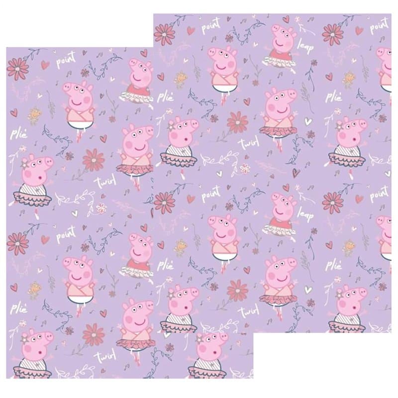 Peppa Pig Lot de 2 rouleaux de papier cadeau de 4 m – 8 mètres au total de papier cadeau Peppa Pig Ballerine