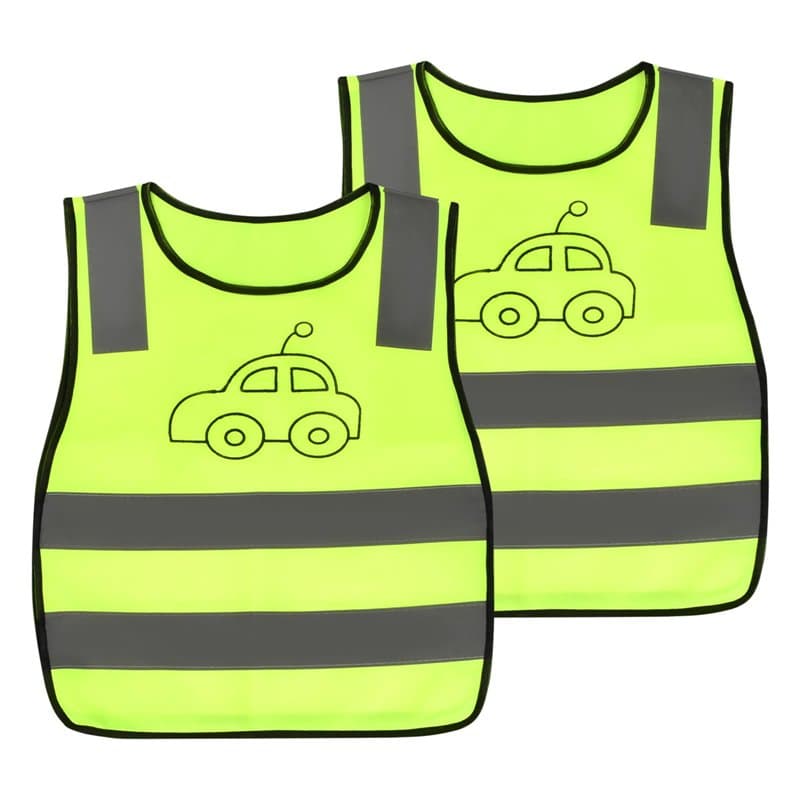 HoaaiGo 2 Pièces Gilet de Sécurité Enfants, Gilets Réfléchissants à Haute Visibilité Gilet Respirant Jaune Fluorescent, 360°Visi