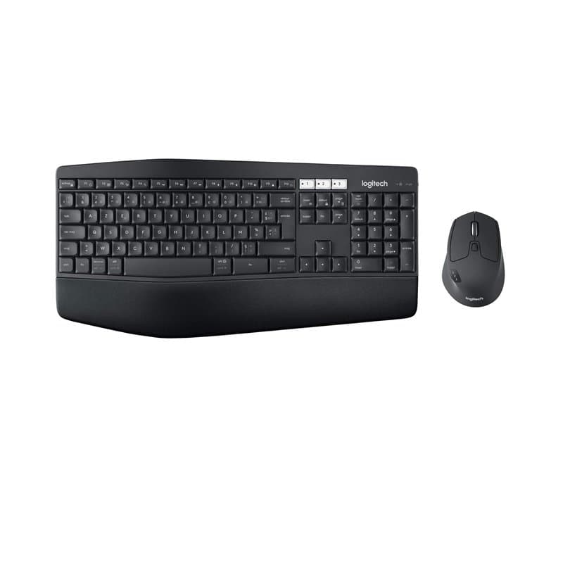 Logitech MK850 Combo Clavier et Souris sans Fil Multidispositifs, 2,4 GHz/Bluetooth, Structure Courbée, 12 Boutons Programables,