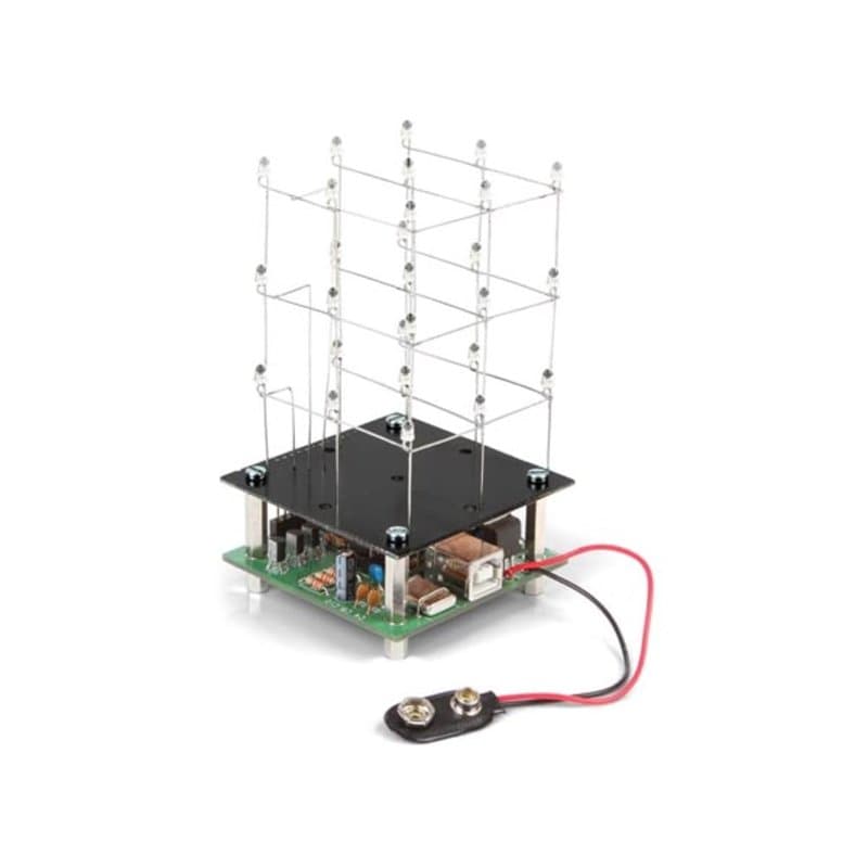 Whadda Kit de soudage et Programmation éducatif, Cube LED 3D, 27 LED Rouges, 3 x 3 x 3