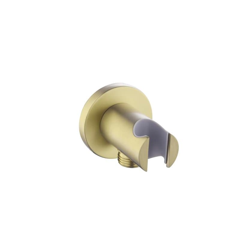 KINGBATH™ Support de douche rond avec sortie murale coudée en laiton chromé de 1,27 cm pour tuyau de douche à main - Connecteur