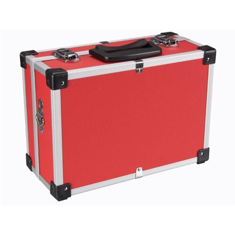 Perel Mallette de rangement, bandoulière, verrouillage par clé, 2 clés, aluminium, rouge, 320 x 230 x 155 mm