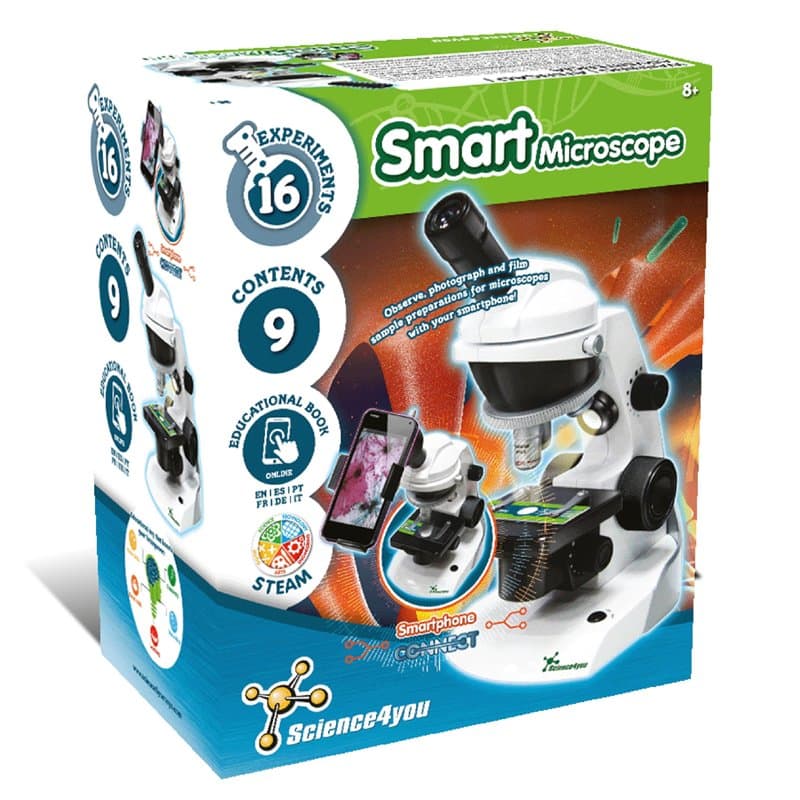 Science4you Mon Premier Microscope Enfants 7 8 9 10+ Ans - Kit de Chimie avec 15 Experiences Scientifiques - Adapteur Microscope