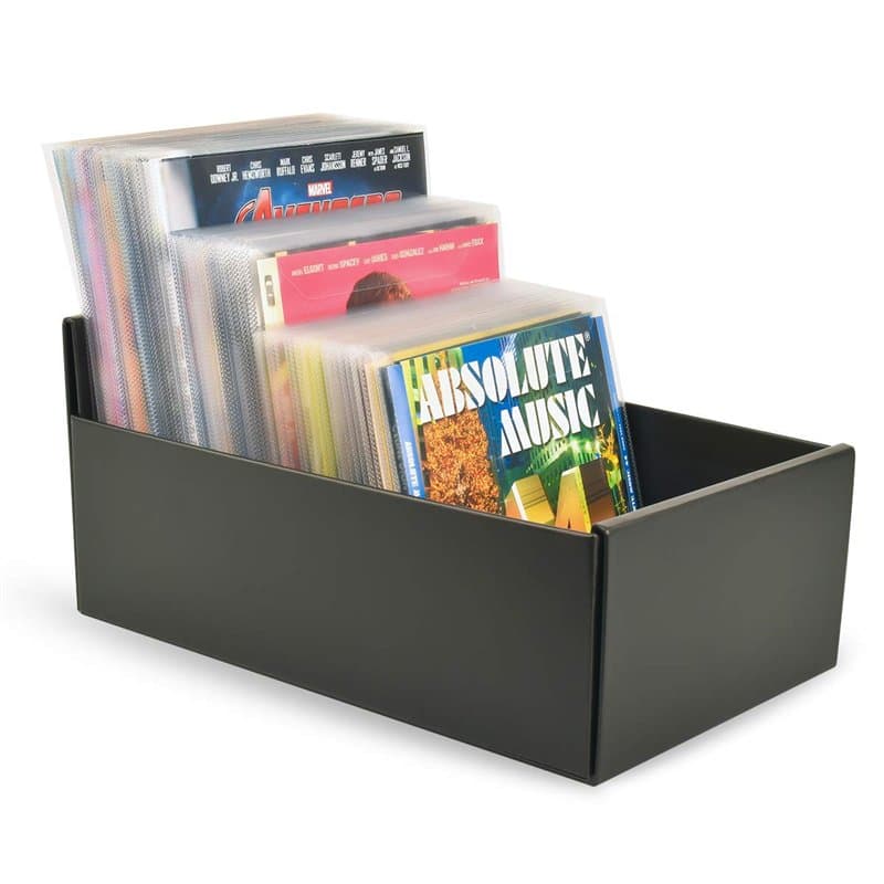 3L Djois made by Boîte de Rangement Noire pour Pochettes de CD, DVD, Blu-Ray - Contenance Optimale 80 Disques - 26x8,5x16cm - 1
