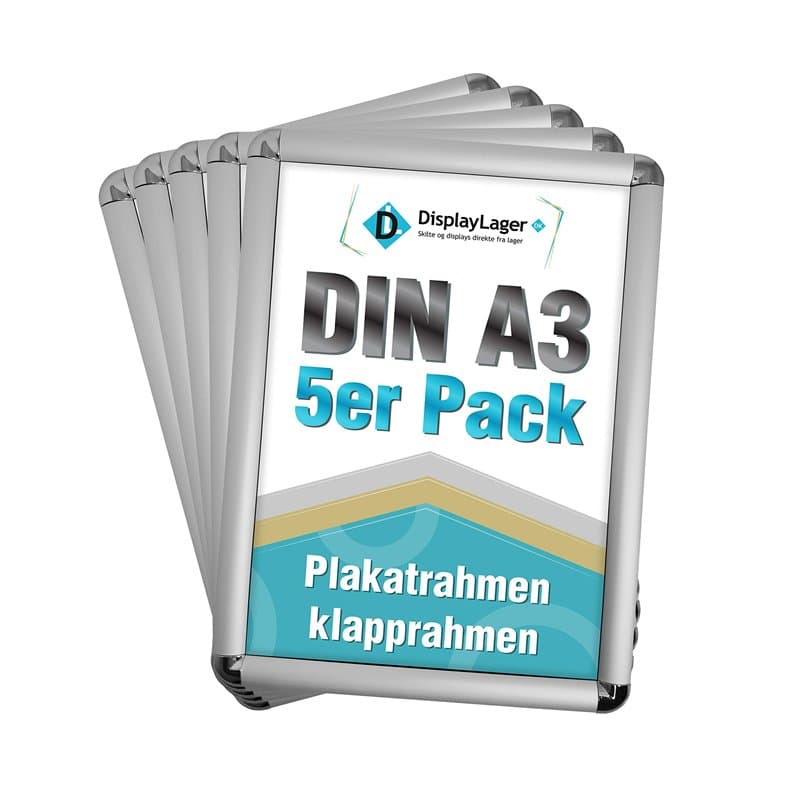 DisplayLager - Cadre à Clipser Rondo, A3, 5 pièces, Argenté | Cadre pour Affiches avec Profil en Aluminium argenté de 25 mm | av